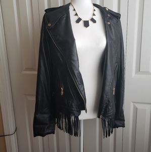 Steve Madden XL Vegan Faux Leather Fringe Moto